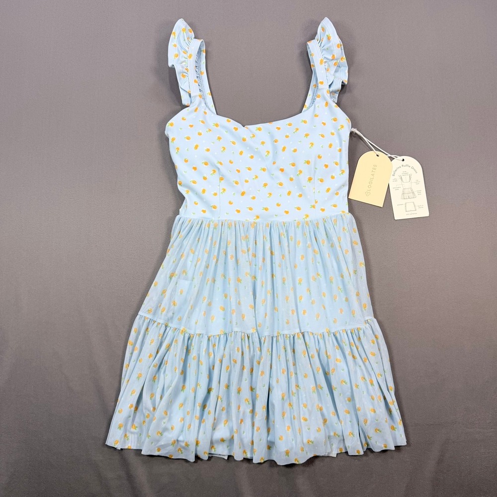 Blogilates Womens XS Blue Citrus Polyester Ballerina Ruffle Active Skort Dress